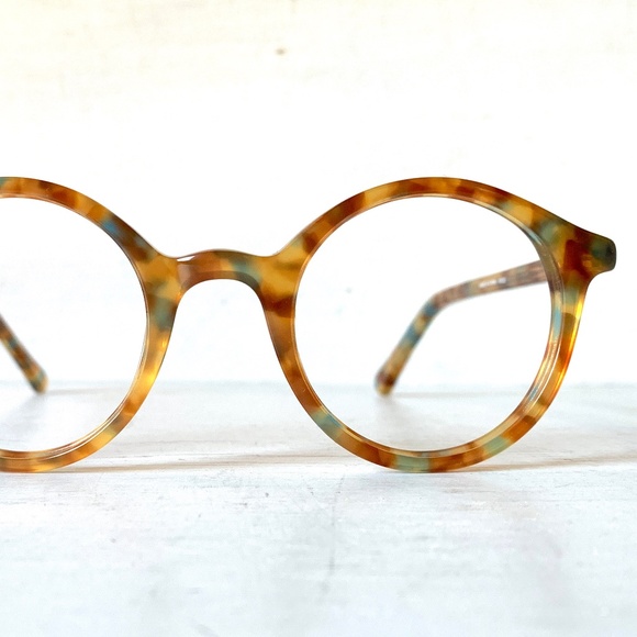 Round Acetate Blonde Mixed Tortoise Eyeglass Frames Vintage 90's Unisex P3 Panto - Picture 1 of 16